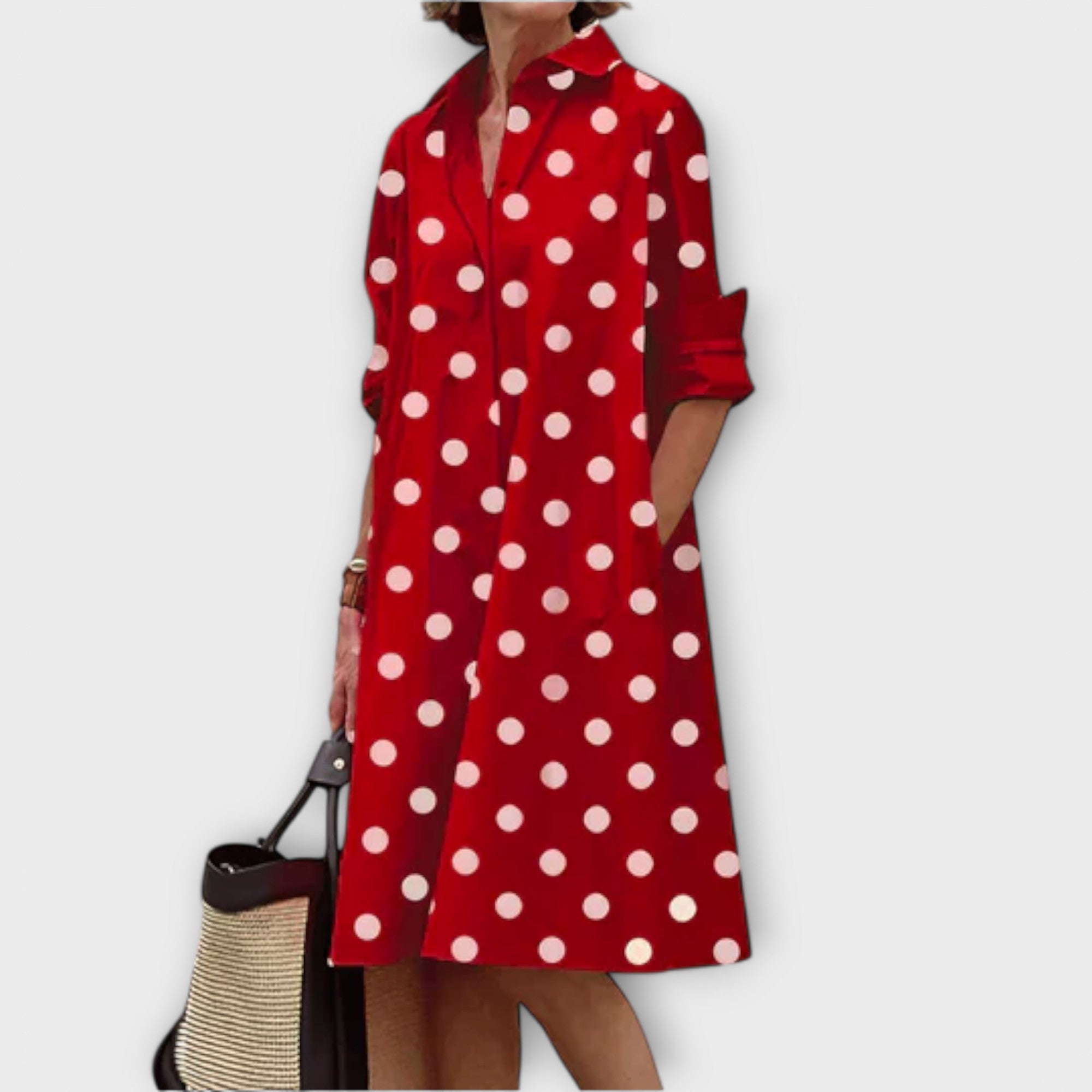 OLGA – Rochie cămașă modernă cu guler și mâneci 3/4